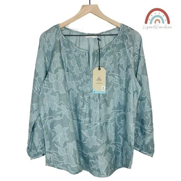 New! Prana Leonardo Peasant V Neck Woven Gauze Tencel Oversized Top Blouse - Picture 3 of 11